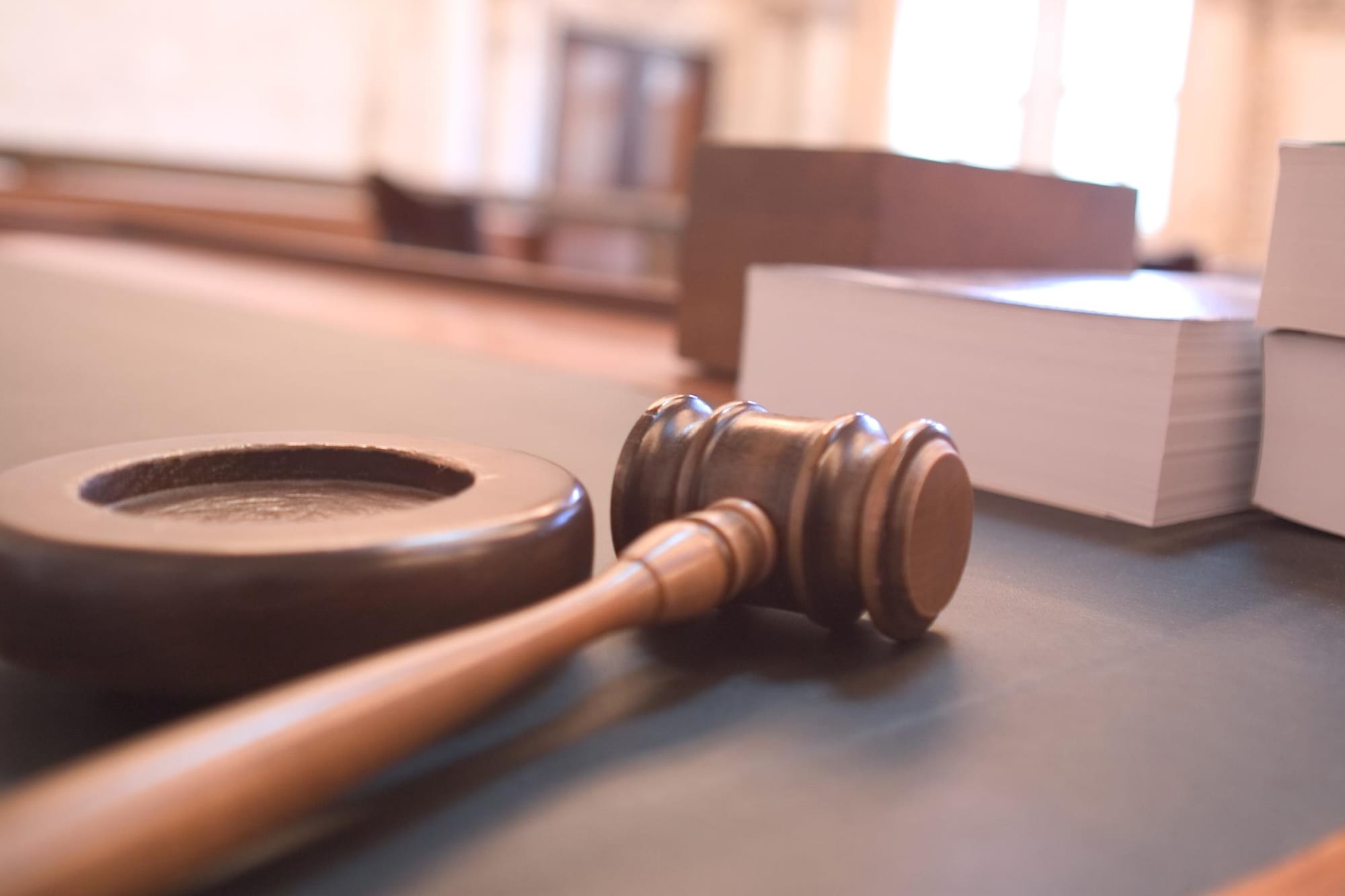 A gavel in a courtroom