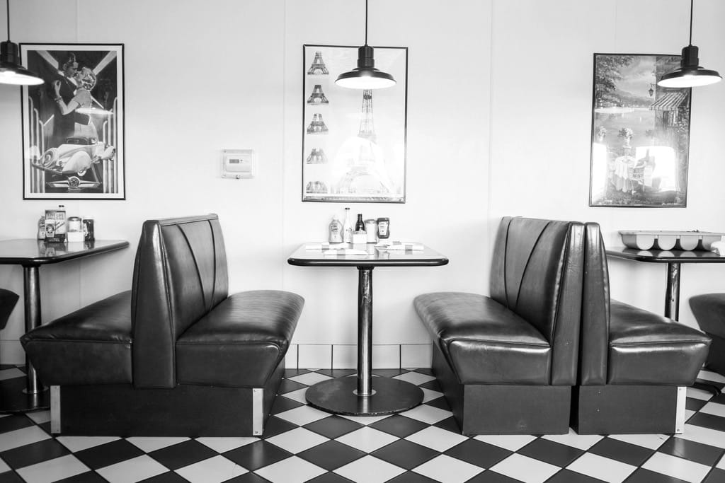 Empty vintage diner booths