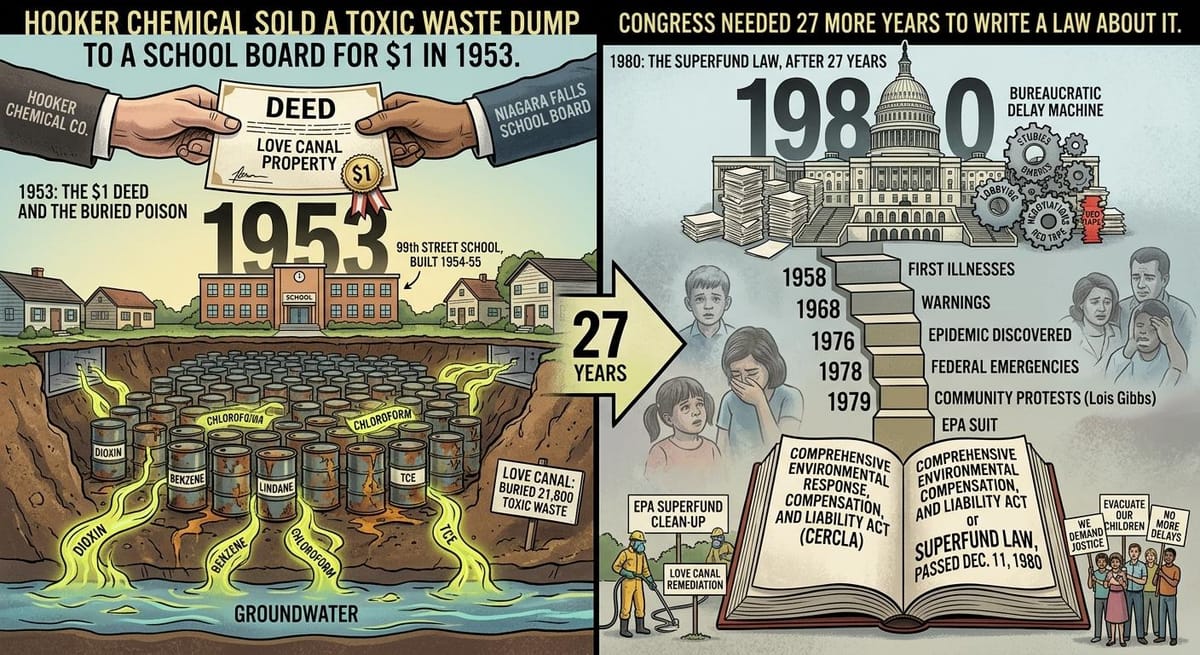Hooker Chemical Sold a Toxic Waste Dump to a School Board for $1 in 1953. Congress Needed 27 More Years to Write a Law About It.