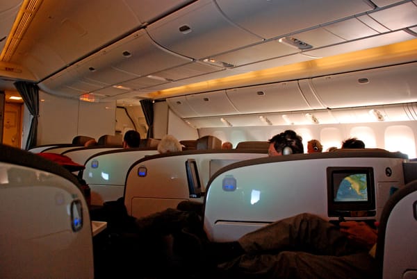 Business class airplane cabin seats